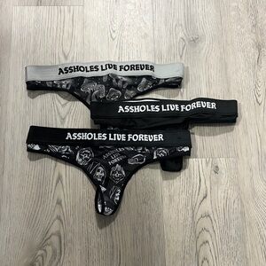Set of 3 A**holes Live Forever Thongs